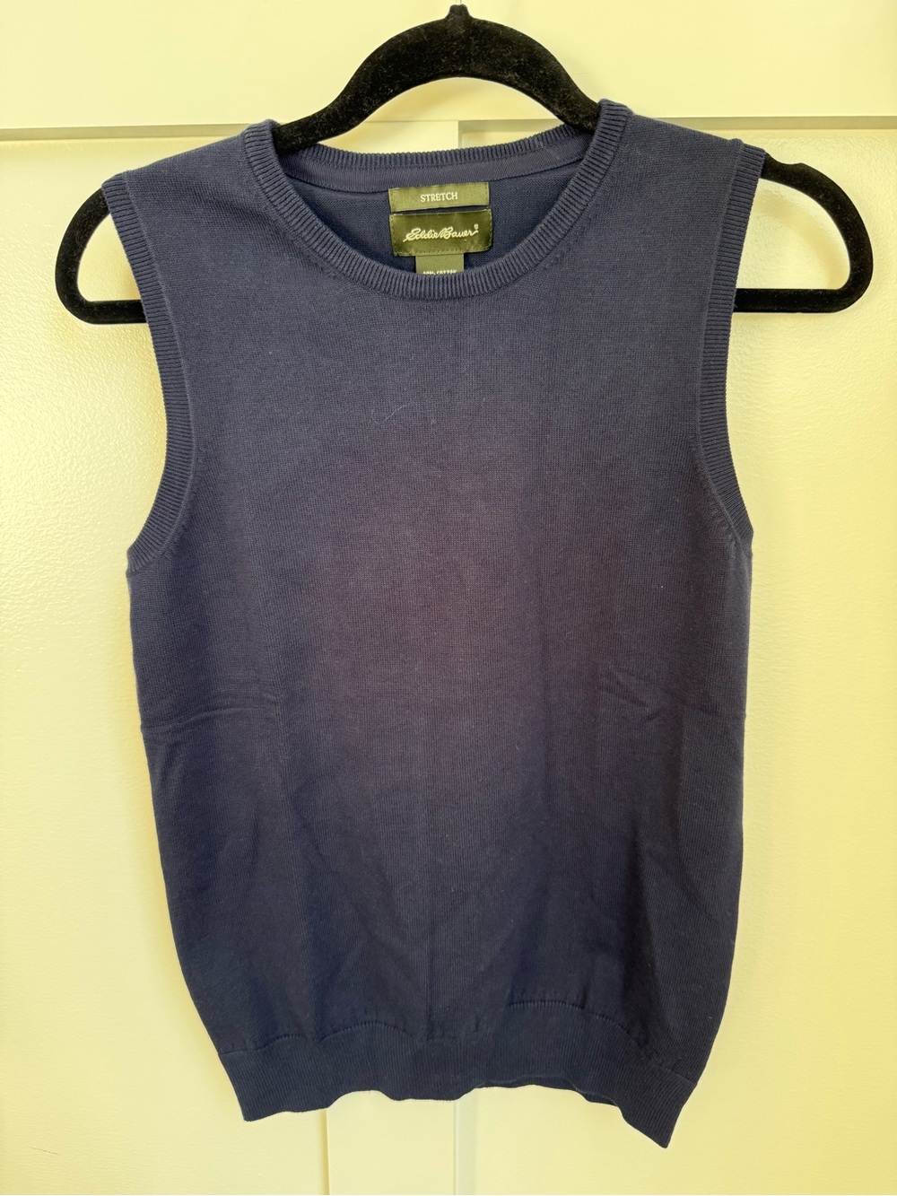 Eddie Bauer Navy Sleeveless Knit Top S Sweater Vest Navy Preppy Fall Cotton